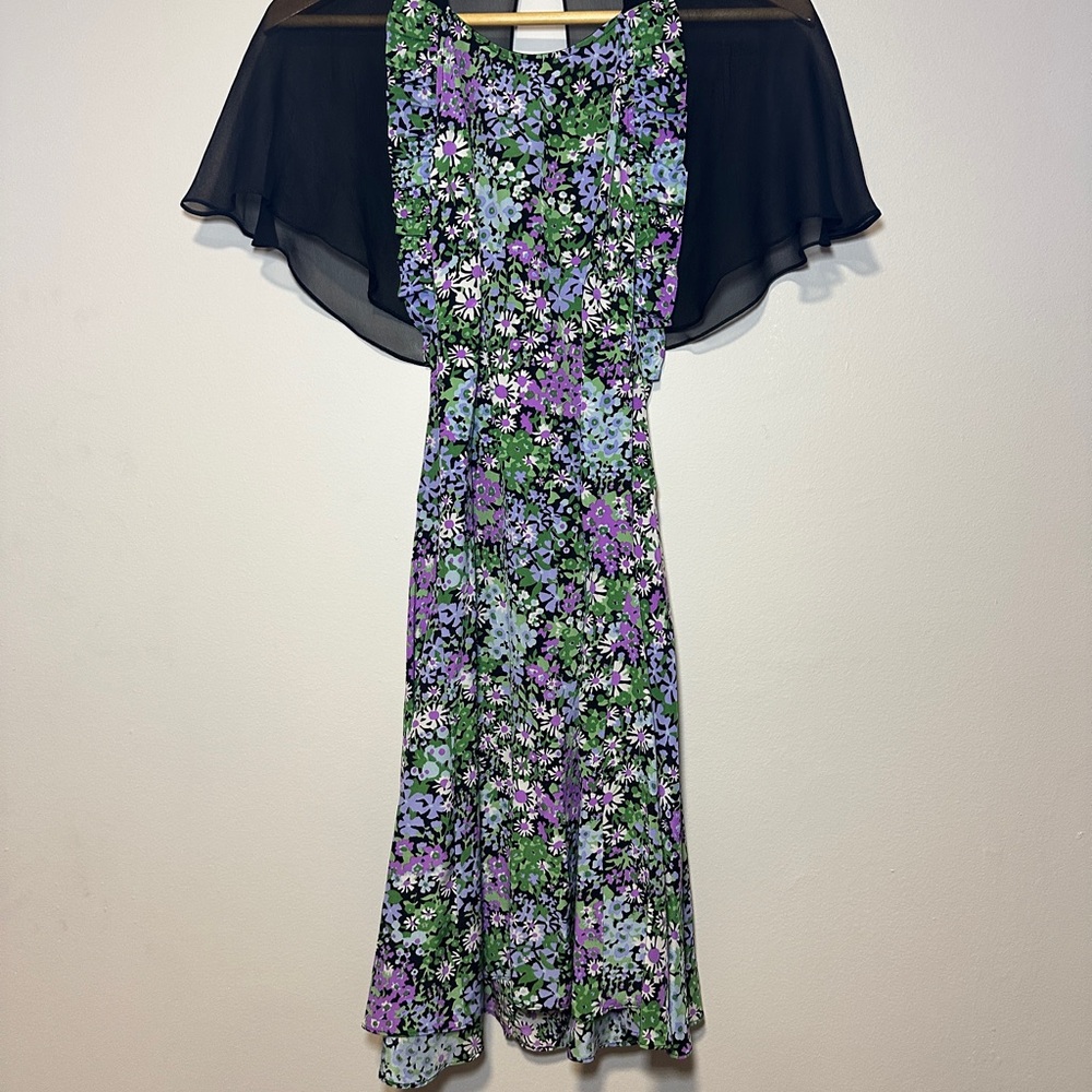 Chic Asymmetrical Floral Dress in Black and Purple